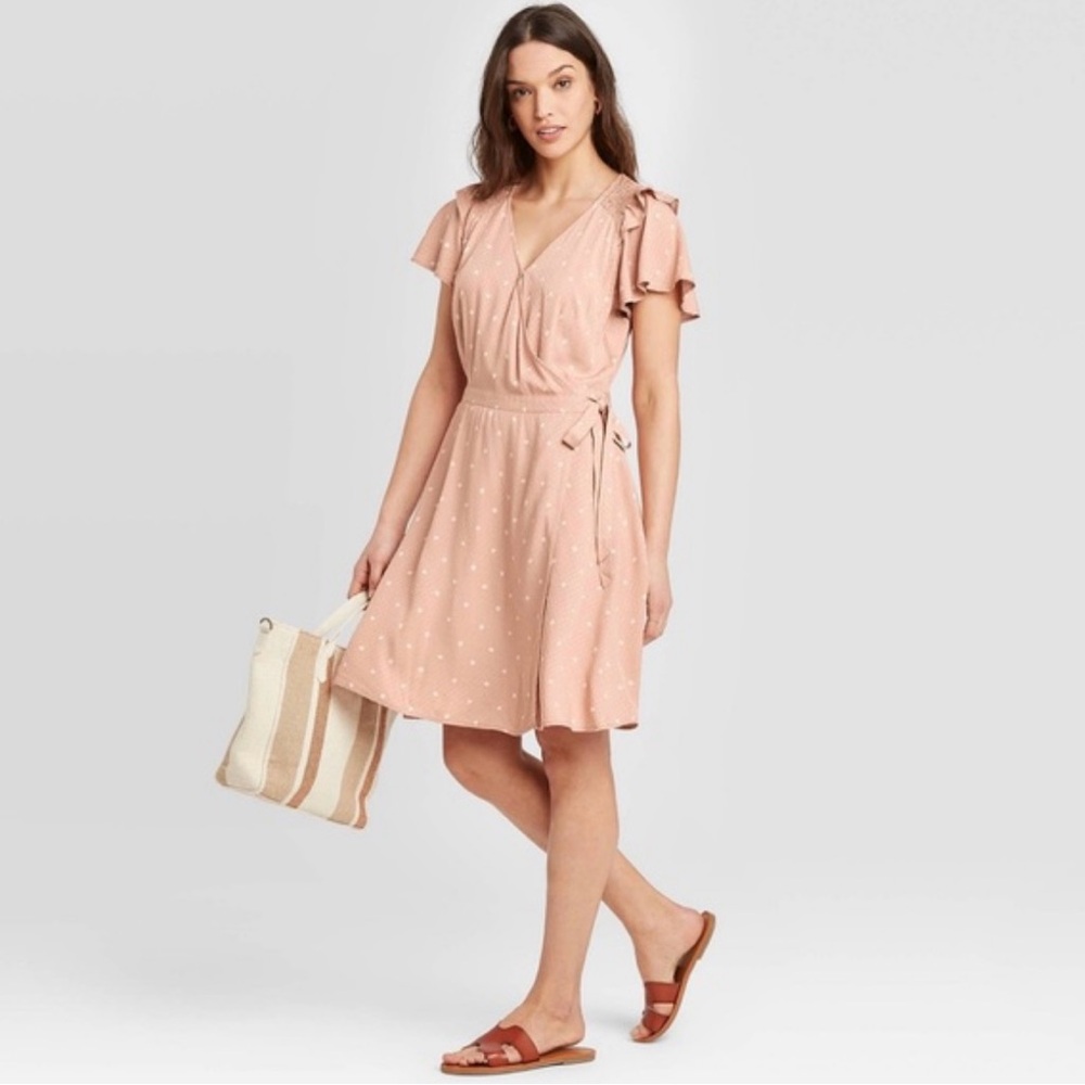 Universal Thread Blush Polka Dot Mini Dress